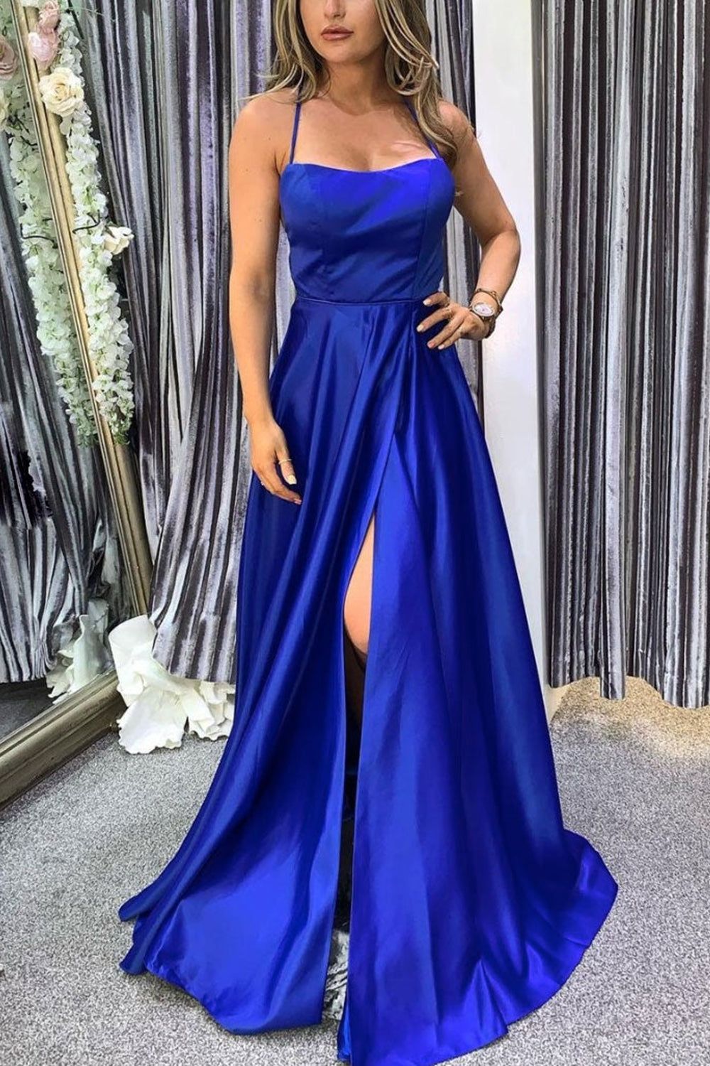 Dusty blue dress for wedding formal elegant Long gown Bridesmaid dress:  simple and atmospheric ,bridesmaid ,cover flesh show thinness ,,sister  ,usually can wear sky | Lazada PH